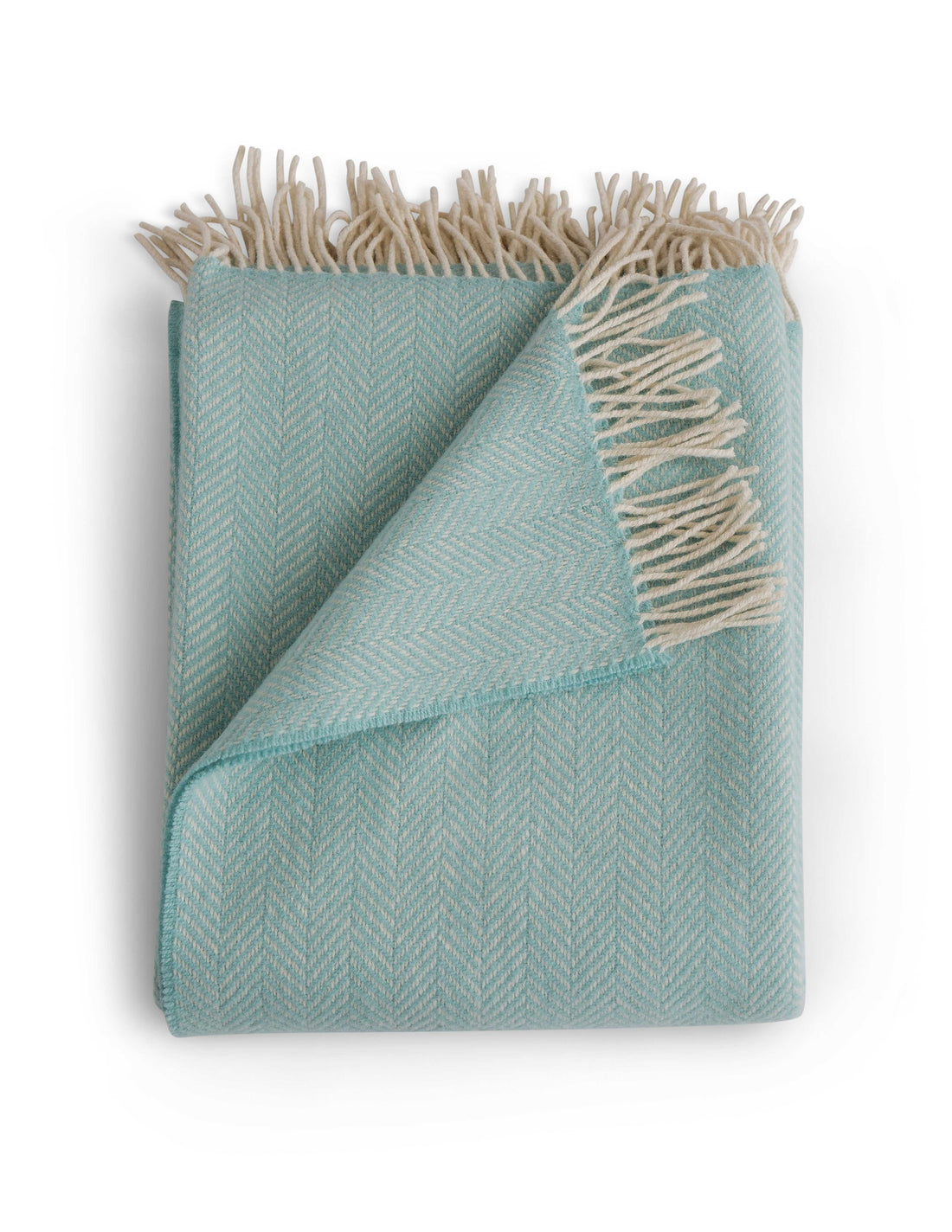 SALE Herringbone w/ Cashmere Throw - Seafoam