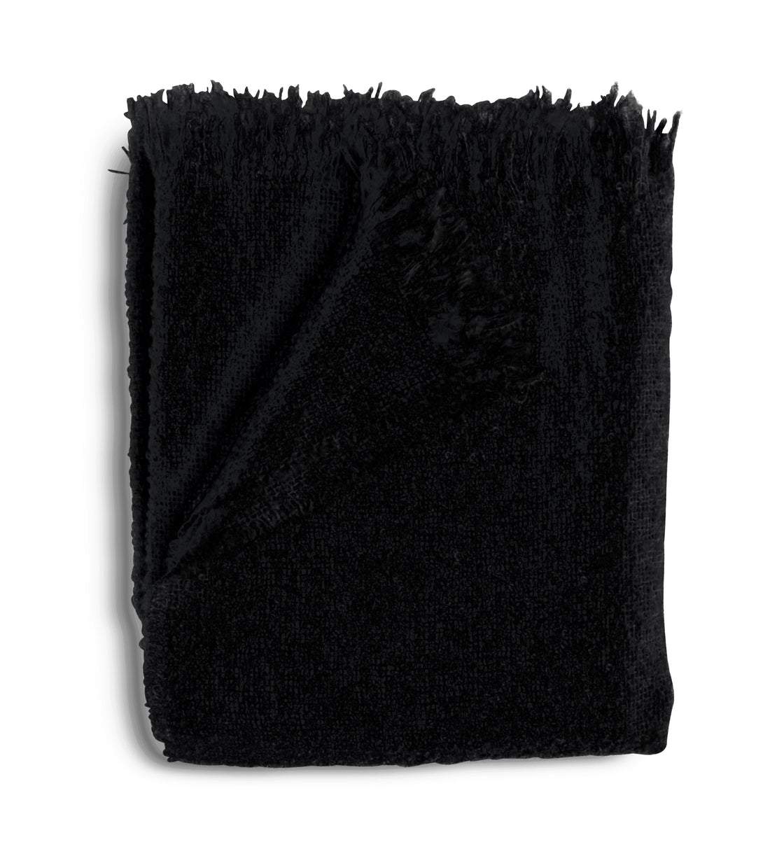 Folded black inkwell mohair boucle throw blanket